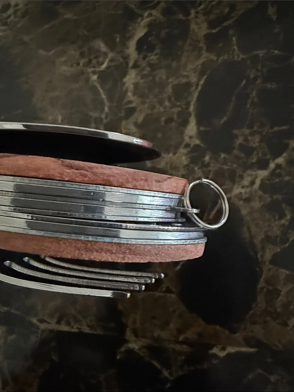 Slim Brown Leather Key & Card Holder with Metal Clip